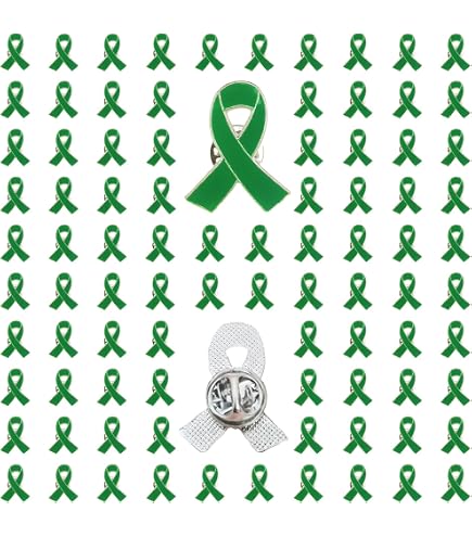 TSYMINQC 50 Pieces Green Ribbon Lapel Pins - Awareness Brooches For Mental Health, Environment, Liver Cancer - View #5