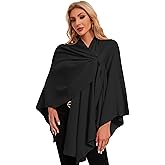 PULI Womens Elegant Cross Front Shawl Wraps Knitted Ponchos Cape Light Weight Poncho Sweater Soft Warm Travel Wraps