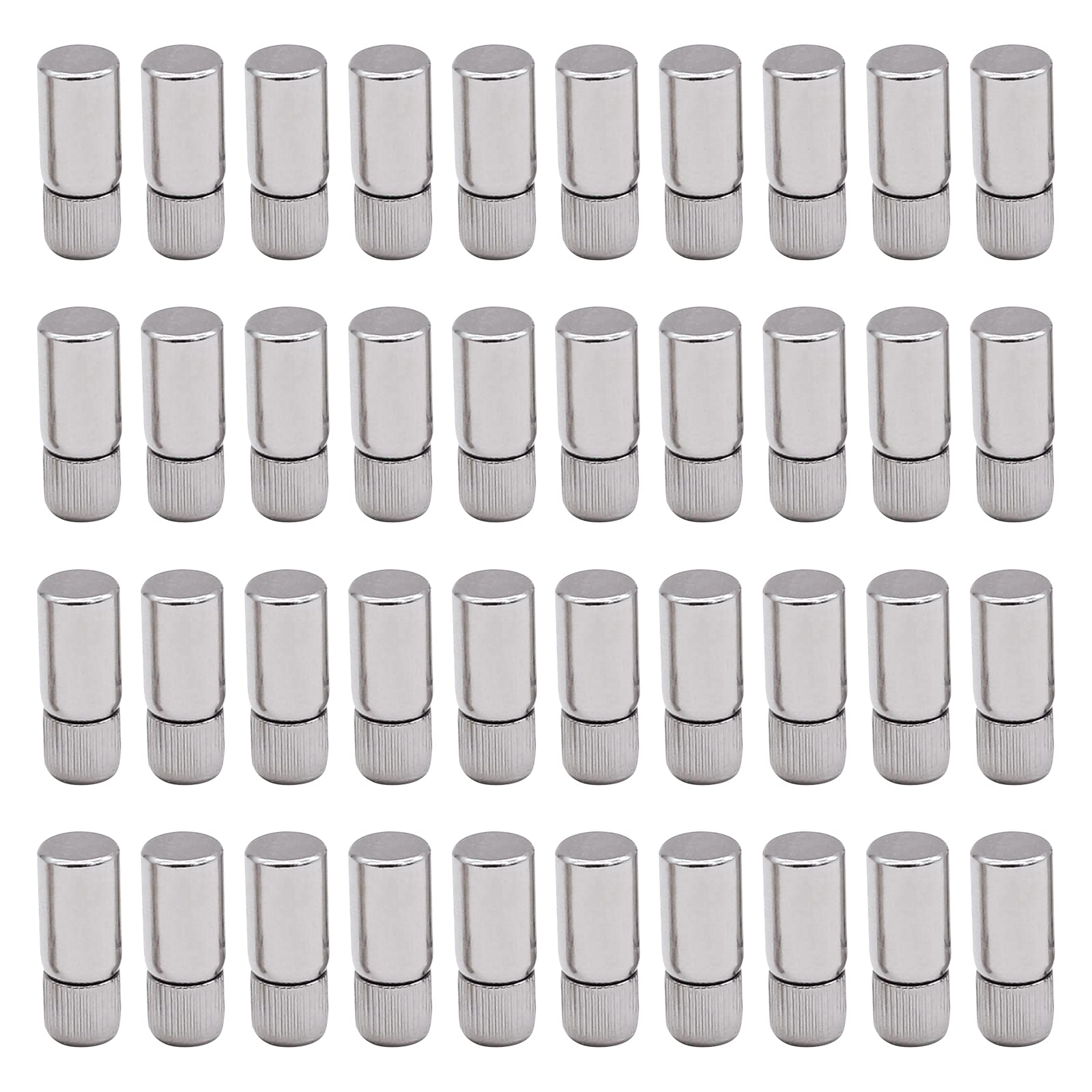 UFURMATE Shelf Support Pegs, 40Pcs Cabinet Shelf Brackets Silver Shelf Bracket Pegs Shelf Support Stud Pegs Mounting Brace with Nuts with 8mm Dia Pin, Nickel Plated (Boxed)