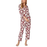 Bed Head PJs Womens 3/4 Sleeve Notch Collar & Cropped Pants Sleepwear Pajama Set
