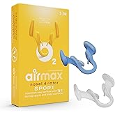 Air Max Unisex Sport Nasal Dilators Trial Pack - Easy, Safe, and Comfortable Breathing Aid - Improves Airflow - Blue, Transparent - 1 Small, 1 Medium