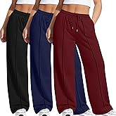 Evervibe 3 Pack Women's Plus Size Wide Leg Sweatpants Lounge Baggy Drawstring Pants Loose Casual Yoga Pants with Pockets