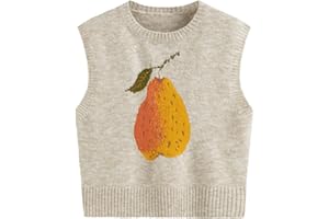 CIDER Women’s Sweater Vest Knit Sleeveless Pear Cute Graphic Sweater Vest Tank Top Fall Outfits