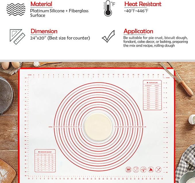 Alpha Ene Co Jp Kitchen Dining Bakeware Pizza And Cookies Gwhole 18x 24 Inch 40x 60cm Non Silp Silicone Pastry Baking Mats With Measurements And Conversion Charts For Fondant Rolling Dough Pie Crust