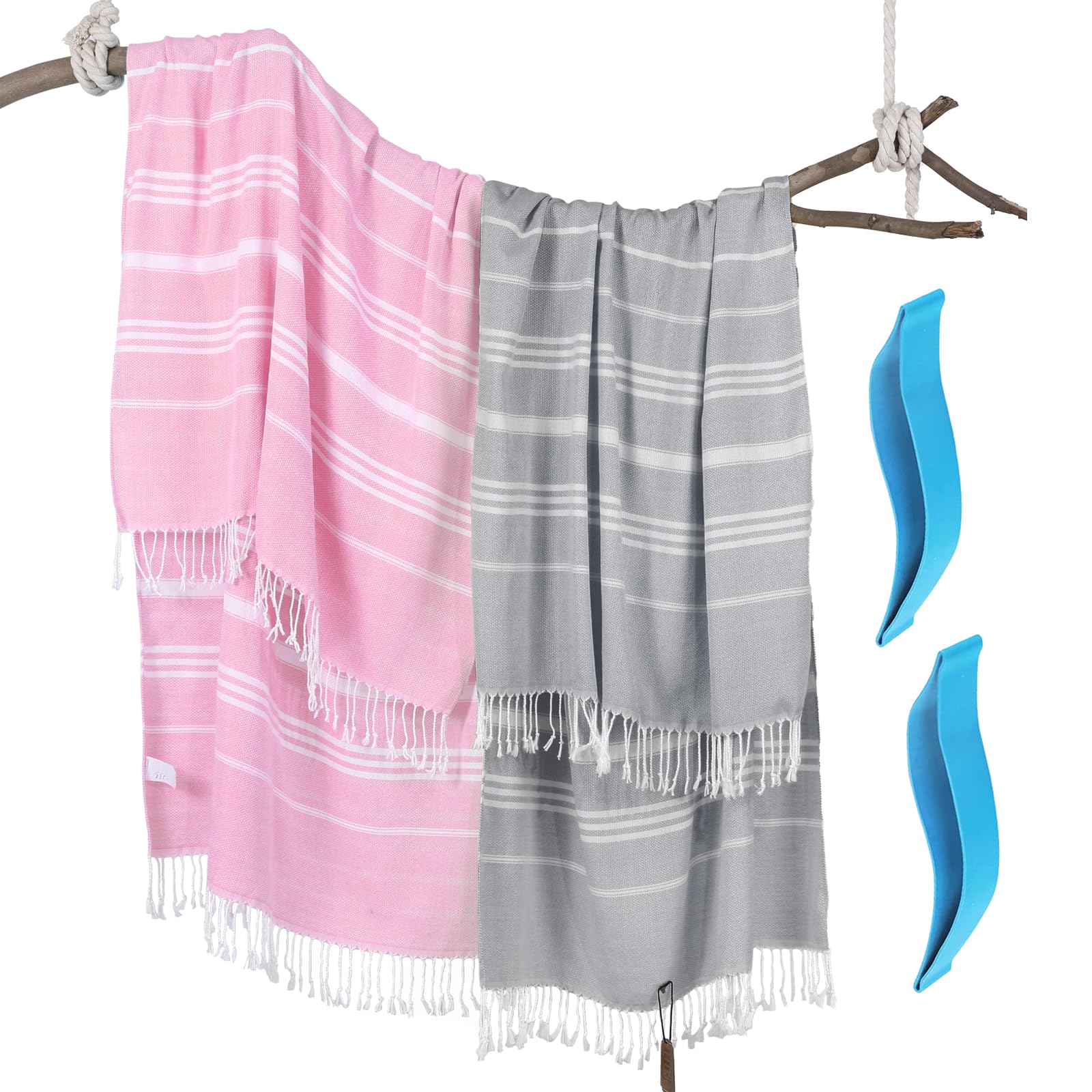 Photo 1 of 2 Packs Cotton Turkish Beach Towels Sand Free Quick Dry Oversized Extra Large Xl Big Adult Travel Vacation Essentials Bathroom Pool Swim Towel Cruise Accessories Must Haves Clearance Stuff Necessities