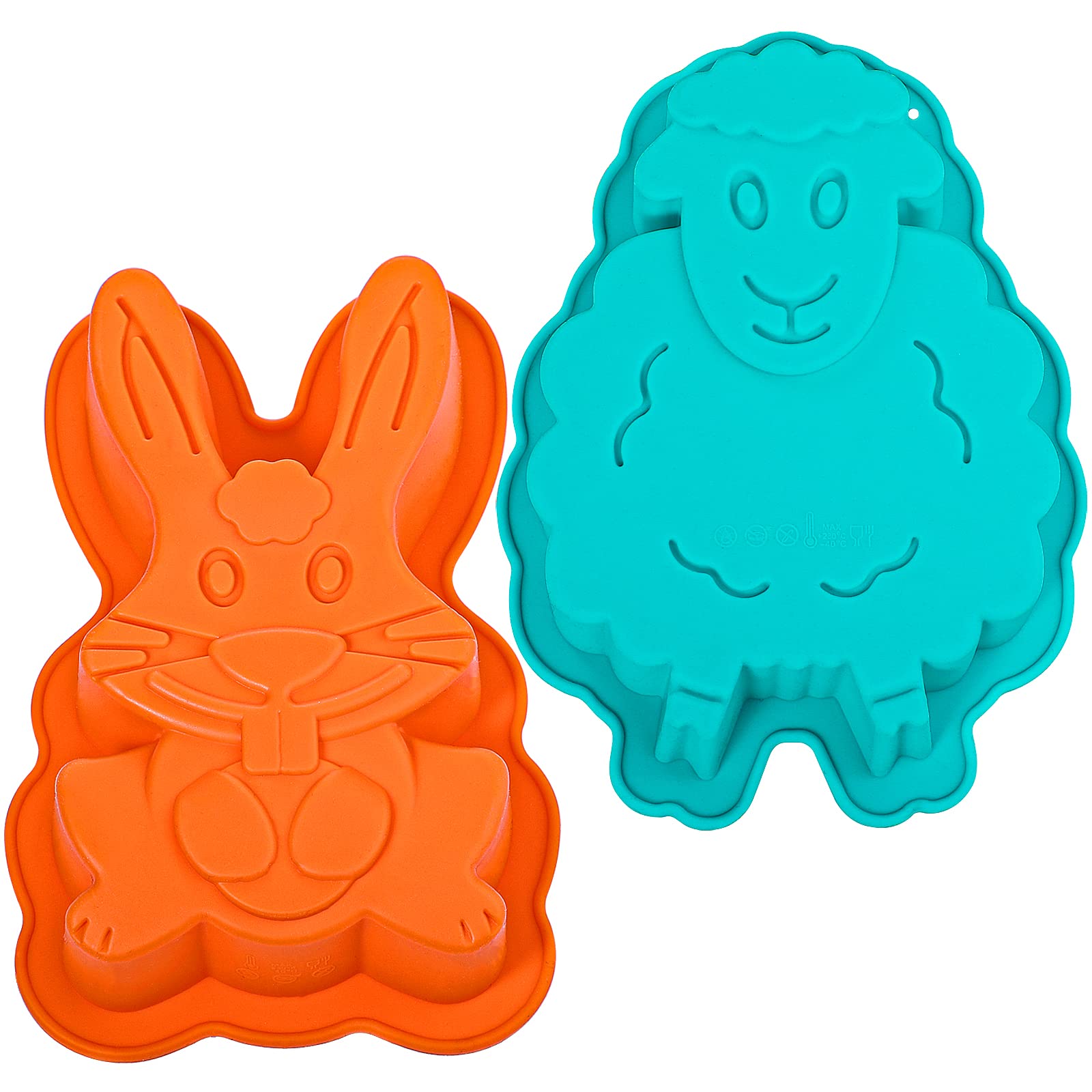 webake Easter Bunny Lamb Cake Mould 2 Pcs Silicone Jelly Moulds Rabbit Cake Tin Sheep Pudding Mould