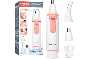 PROFEIR Nose Hair Trimmer for Women with Battery: Womens Nose Hair Trimmer Portable Facial Hair Removal Nose Clippers for Eyebrow Ear Peach Fuzz Lips Chin Easy Cleansing Painless