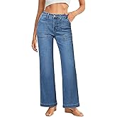 GRAPENT Jeans for Women High Waisted Straight Leg Jeans Stretchy Trendy Wide Leg Denim Pants Jean Trousers Patch Pockets