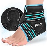 Atsuwell Ankle Ice Pack Wrap, Reusable Gel Ice Pack for Foot Ankle Heel, Foot Ice Wrap with Soft Plush Lining, Cold Compress Therapy for Soothing Discomfort, Black