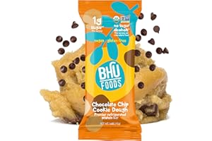 BHU FIT Bhu Foods Keto Bars | Organic Low Carb Protein Bars | Only 1g Sugar | Gluten Free, Vegan Bars, Sweetened with Monk Fruit | Healthy Keto Snacks for Adults | Chocolate Chip Cookie Dough (Pack of 8)