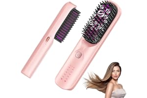 BOPCAL Cordless Hair Straightener Brush - Portable Hair Brush for Travel - 30s Fast Heating - 300 Million Negative Ions for Frizz-Free Shine, Touch Up On-The-Go, Gift for Women,10,000mAh