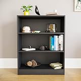 Vida Designs Cambridge 3 Tier Low Bookcase Black Wood Shelving view 2