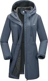 33,000ft Women’s Softshell Jacket Hooded Waterproof Windbreaker Grayish Blue 3XL