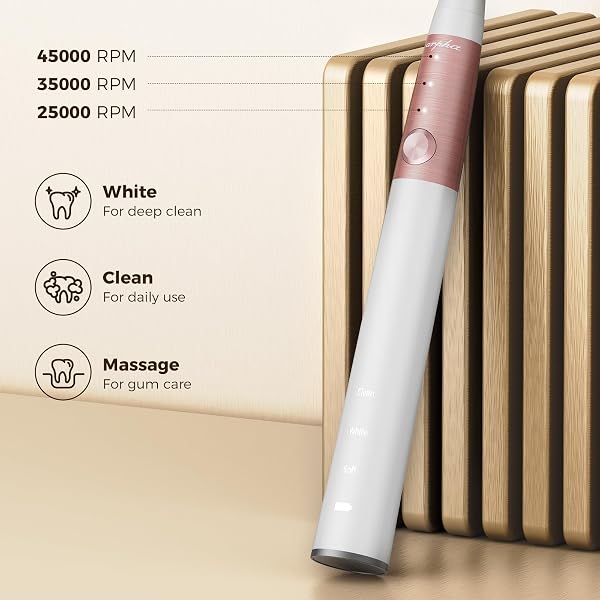 ARPHA ELECTRIC TOOTHBRUSH FOR ADULTS, ULTRASONIC, BATTERY POWERED, WHITE, 3 MODES, DEEP CLEAN, WIRELESS CHARGING, IPX7 WATERPROOF, 1 CHARGE FOR 60 DAYS
