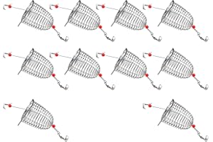 10Pcs Fishing Baits Cages Basket Feeder Holder Stainless Steel Feeder Cage Baits Holder Lure Basket Fishing Trap Cage Fish At