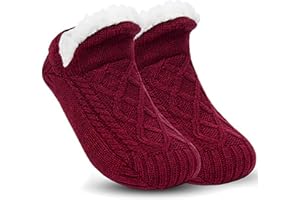 Backche Kids Slipper Socks Non-Slip Fluffy Fleece Lined Warm Indoor Socks for Boys and Girls