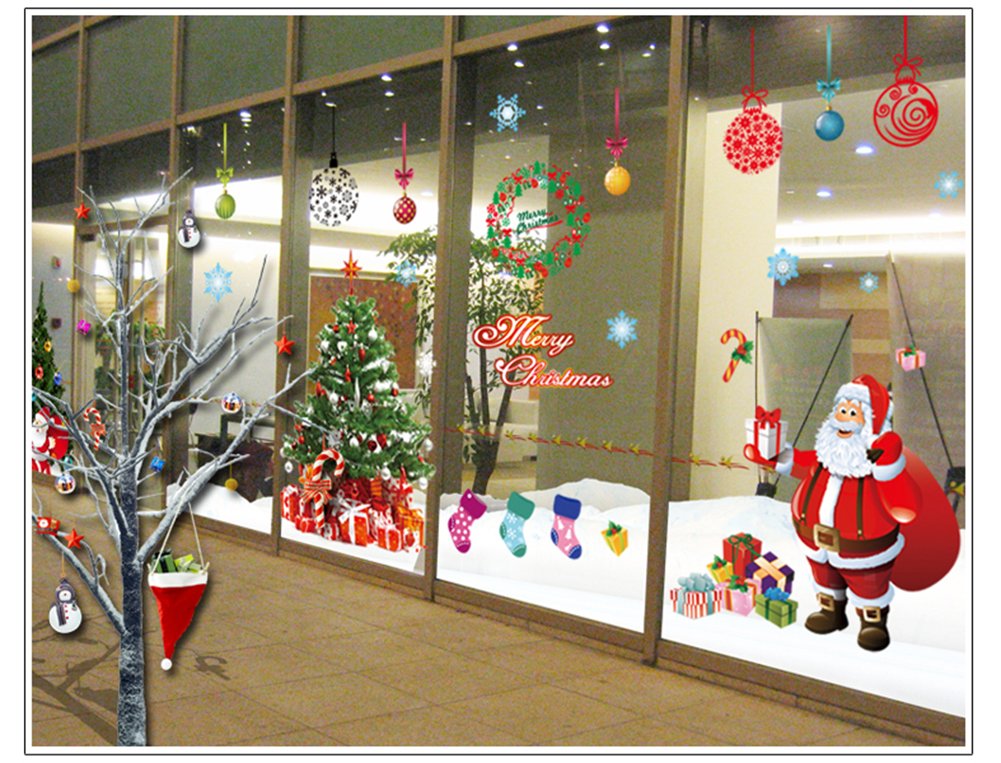 IBEILLI Wall Sticker 4 Pack Wallpaper Removable Big Window Glasses Clings Decal for Christmas New Year(4 Pack)