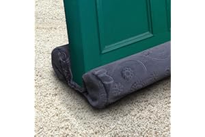 TORMAYS TumiMallody Door Draft Stopper Noise Air Door Draft Blocker Rain Weather Door Seal Strip Double Sided Adjustable Door Draft Guard Printed Velvet Multi Color Available (36 inch, Charcoal Grey)