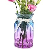 OFFIDIX Flower Vase, Gradient Multicolor with Geometric Faceted Design Art Decorative Glass Vase for Wedding, Dinning, Bookshelf, Home Decoration or Gift