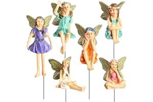 DUPOCHU 6 Pcs Fairy Garden Accessories - Resin Garden Figurines,Miniatures Fairies Mini Garden Figurine Fairies Decor Supplies for Home Outdoor Garden Yard Lawn Flower Pot Decor