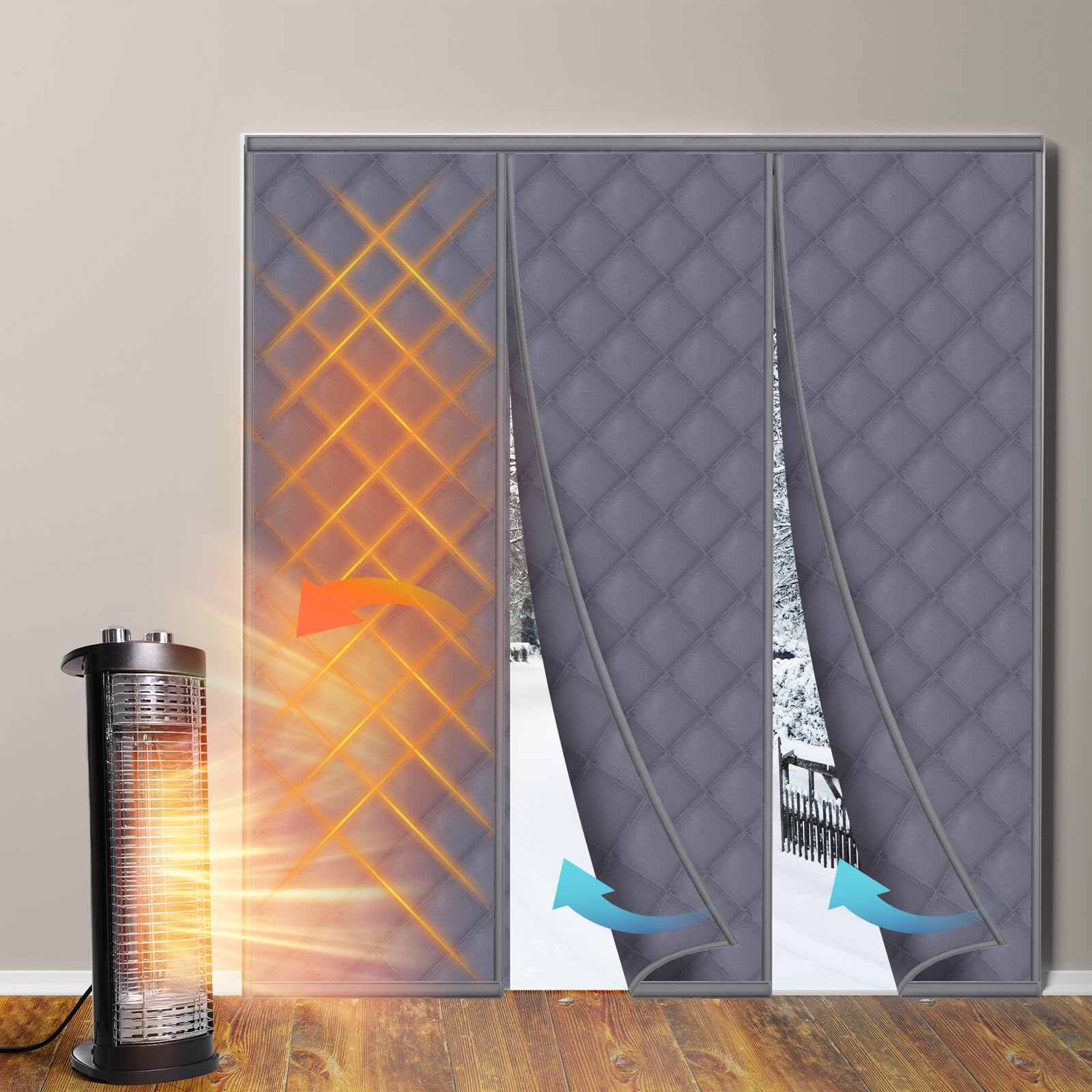 Photo 1 of *Missing Parts - ONLY 2 Panels*
Reallnaive Large Magnetic Thermal Insulated Door Curtain 72"x80", Screen Size 74"x81", Thicken Made of Oxford and Cotton Insulated Curtain for Winter Sliding, Patio and French Doors, Grey, Minimalism