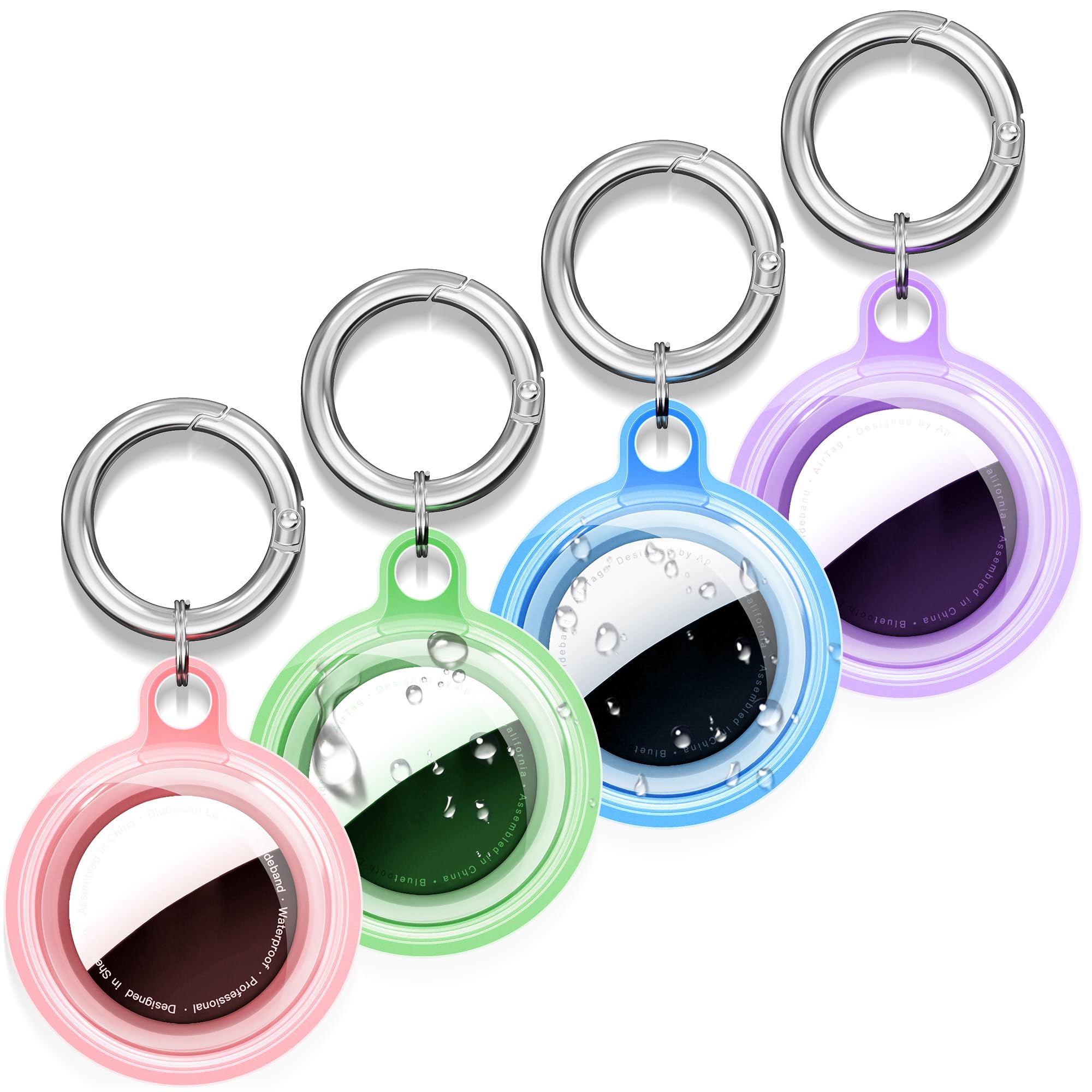 Photo 1 of Waterproof Case for AirTag(4 Pack) - Shockproof & Dustproof for Apple AirTag Holder with Keychain for Pets, Kids, Luggage, Bags, Keys - 4 Color
