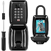 HUANLANG Lock Box for House, 12-Digit Combination Resettable Code Waterproof Lockbox for Outside, Key Hider Safe for Home Air