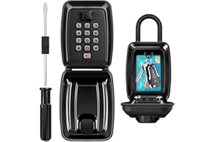 HUANLANG Key Lock Box for Outside, 12-Digit Combination Lock Box Waterproof Key Lockbox with Code,Key Hider Safe for Home Garage Office