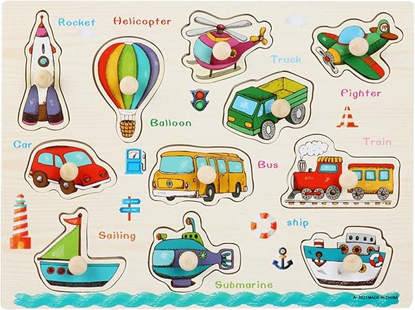 Amazon 木製 パズル 英語 アルファベット 動物 野菜 数字 ピックアップパズル 積み木 ブロックおもちゃ ベビー 赤ちゃん 幼児 木のパズル 知育玩具 教育おもちゃ 型合わせ はめこみ 男の子 女の子 子ども 誕生日 クリスマス プレゼント 交通 木製パズル おもちゃ