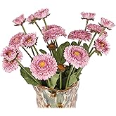 INSUNSIX 8pcs Chrysanthemum Flowers Artificial Fake Silk Pot Marigold Flowers Faux Daisy Bouquet with Stems for Home Wedding Dining Table Party Decor(Light Purple)