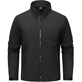 TACVASEN Men's Lightweight Softshell Jacket,Waterproof Windbreaker Coat | Breathable warm fleece|Multiple pockets|For tactical travel hiking skiing camping