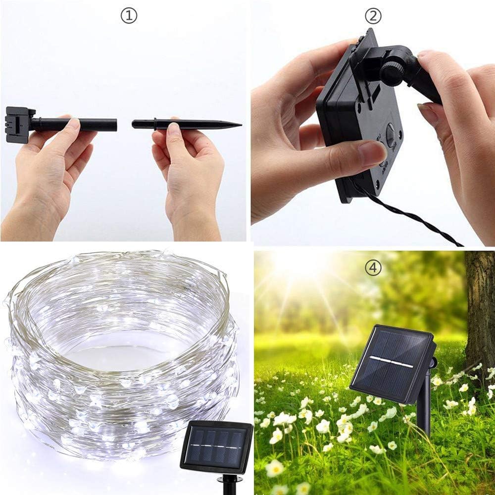 Thinktoo 200Led Outdoor Solar Powered Copper Wire Light String Fairy Party Decor WH