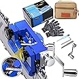 YAKECAN Chainsaw Sharpener,Upgraded Chainsaw Sharpening Jig with Tungsten Carbide Cutter Suitable for Most 8-22 inch Chain Saws, Hand-Cranked Sharpening Tool Kit with Portable Bag,Gloves etc.
