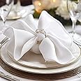 Cieltown White Cloth Napkins 1-Dozen, Solid Washable Fabric Napkins Set of 12, Perfect for Weddings, Parties, Holiday Dinner (17 x 17-Inch, White)
