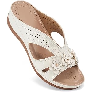 Sandals for Women Wedge Shoes: Slip On Dressy Summer Comfortable Slides Sandals 2026 Casual Memory Foam Platform Shoes