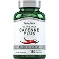Piping Rock Cayenne Pepper Capsules | 180 Count | Capsicum Annuum | Plus Ginger and Hawthorn Berry | Herbal Supplement | Non-GMO, Gluten Free