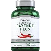 Piping Rock Cayenne Pepper Capsules | 180 Count | Herbal Supplement | Capsicum Annuum | Plus Ginger and Hawthorn Berry | Non-GMO, Gluten Free