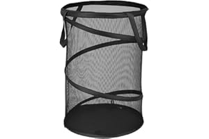 Mesh Pop Up Laundry Hamper Collapsible Laundry Basket Large Clothes Hamper with Handles (40 cm Diameter x 60 cm High)