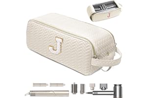 ELCUPA Initial Personalized Hair Tools Travel Bag Compatible with Shark FlexStyle, Revlon & Dyson | Hair Dryer Brush Organizer, Flat Iron, Curling Iron, Makeup & Cosmetic Bag for Travel Essentials