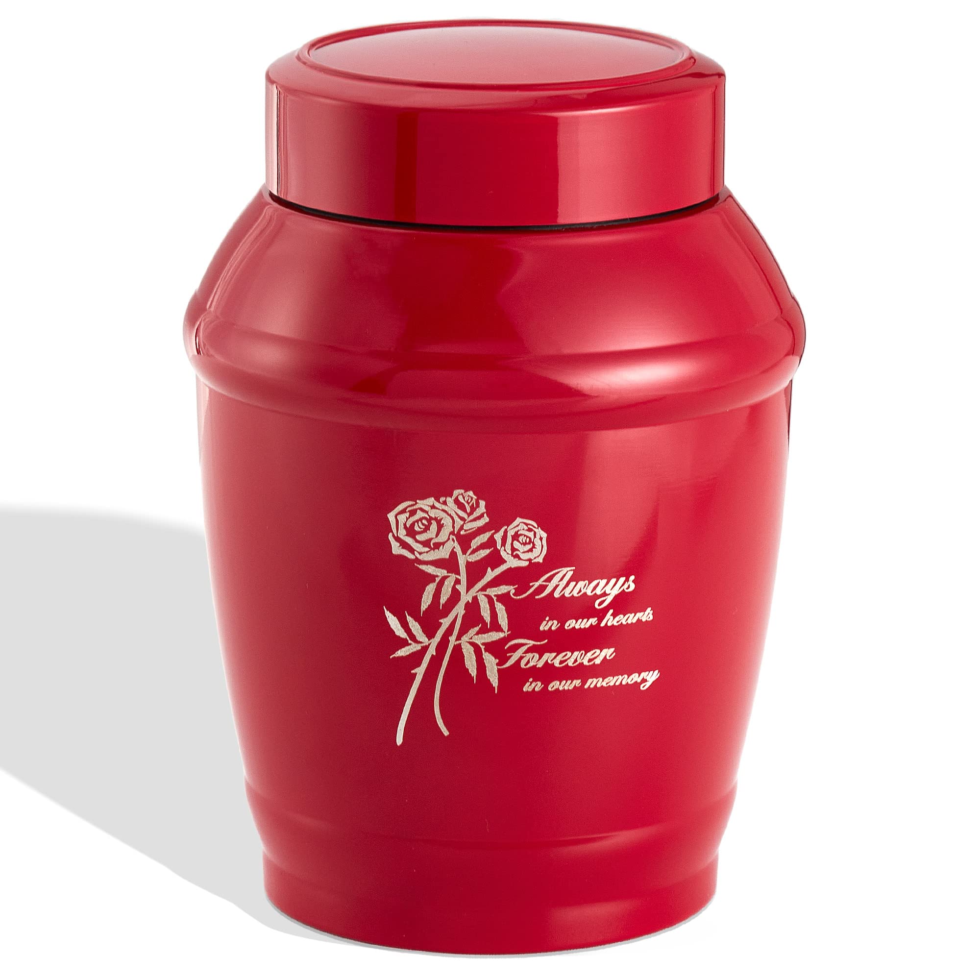 LINES ARTE 5.7 Inches Medium Size Urns for Human Ashes Adult Female,Cremation Urns for Adult Ashes,Red Roses Decorative Urns