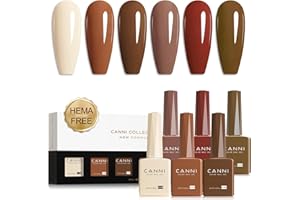 CANNI Brown Nude Gel Nail Polish Set – 6 Colors 9ML (Beige, Chestnut, Khaki, Skin Tone, Taupe), Soak Off UV LED Nail Gel Kit for Winter Nude DIY Manicure