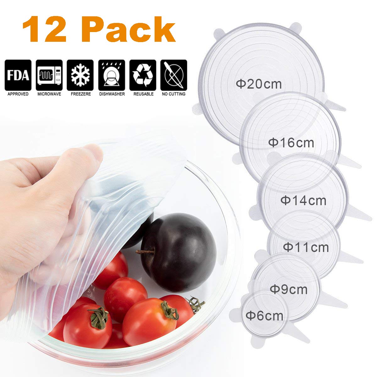 AODRAY 6 paquetes de tapas de silicona elásticas y ajustables, 6 ...