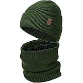Wmcaps Winter Hat and Scarf Gift Set for Men, Windproof Fleece Lined Beanie & Neck Warmer for Cold Weather