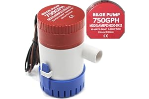 Jamgoer Marine DC Submersible Boat Bilge Water Pump 750 GPH 12V Cruise Ship Yacht Drainage Pump 3/4 inch Hose Outlet for RV Caravan Marine Yacht