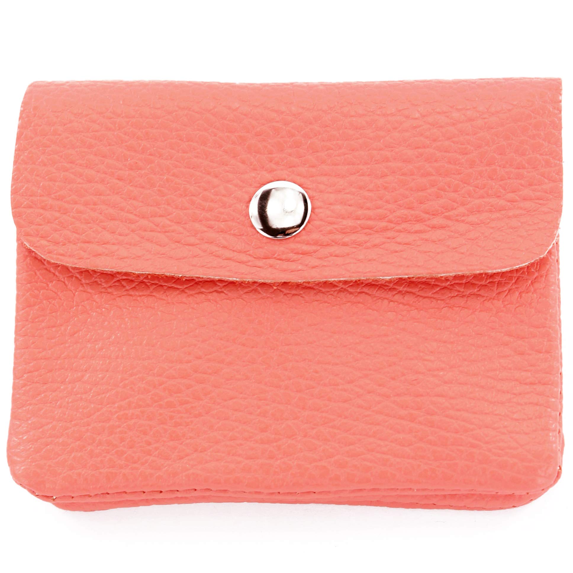 modamoda de - P09 - Italian Leather Women's Purse Small, Salmon, XS, Small, Lightweight