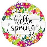 SICOHOME Hello Spring Door Sign 11.5" Colorful Flowers Spring Decor Sign Welcome Spring Hanger Sign Farmhouse Spring Door Decorations Hanging For Home Front Door Wall Porch Indoor Outdoor Decor