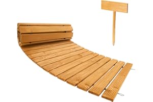 Spurgehom 8FT Wooden Garden Pathway Curved Outdoor Walkway Roll Out Cedar Wood Patio Flooring Path Decorative Lawn Patio Pavers Boardwalk Beach Wedding Party (Natural)