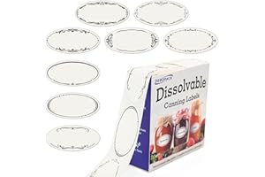 DGBDPACK 400 Dissolvable Canning Labels for Mason Jars, Small Pantry Labels 1 x 2⅛ inch, Water-Soluble Stickers-8 Designs
