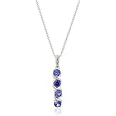 Amazon Essentials Womens Sterling Silver Created Gemstones Four Stone Pendant Necklace
