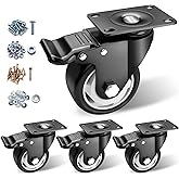 Caster Wheels - 3 Inch Casters Set of 4 Heavy Duty, BOSGEOT Locking Industrial Caster with 360 Degree No Noise Polyurethane W